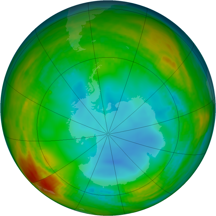 Antarctic ozone map for 15 July 1984